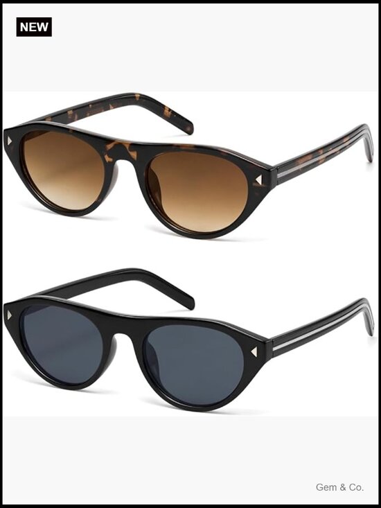 Retro Oval Cat Eye Sunglasses UV400 Lightweight PC Frame Vintage Sun Glasses main image 4